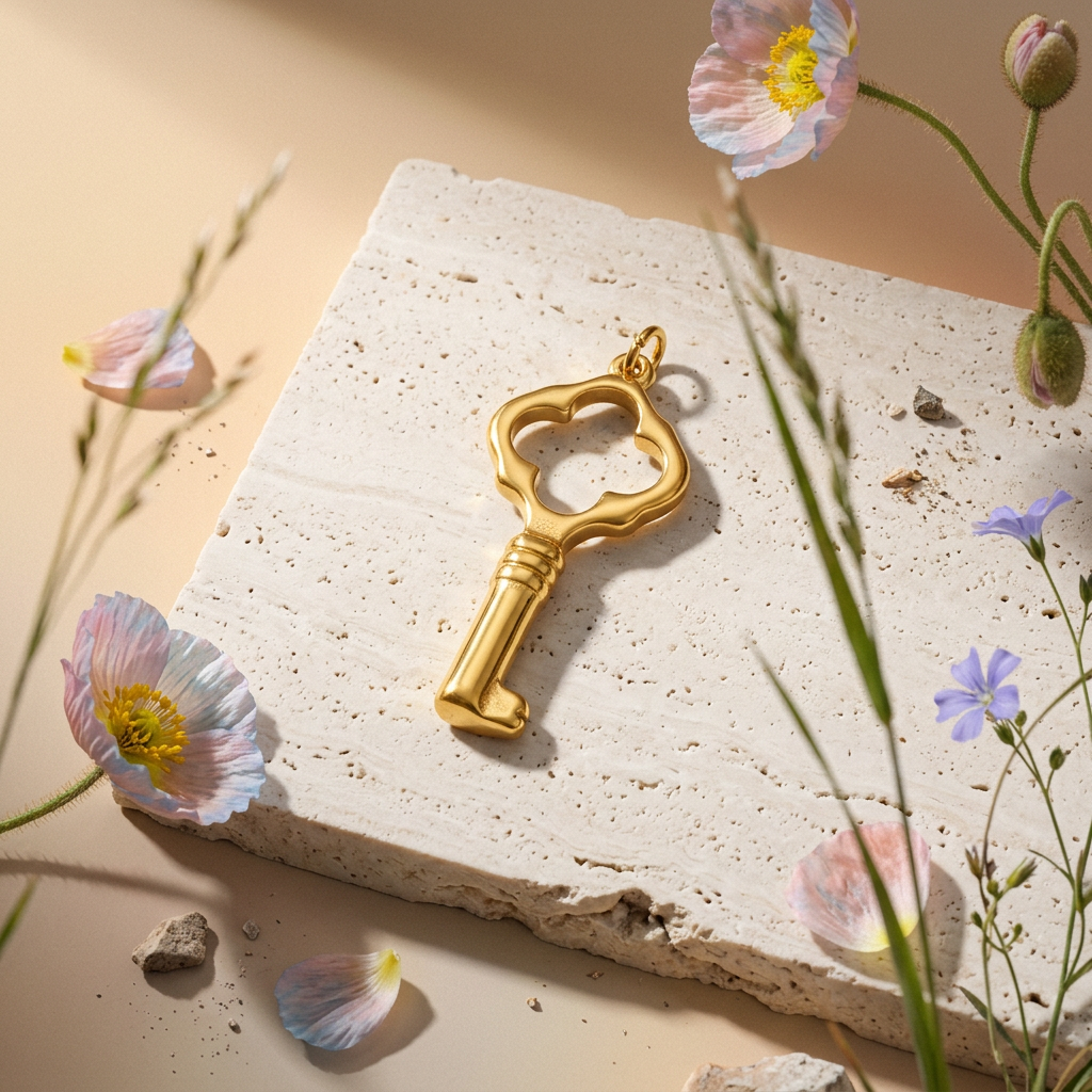 Maelia Golden Key Pendant Charm