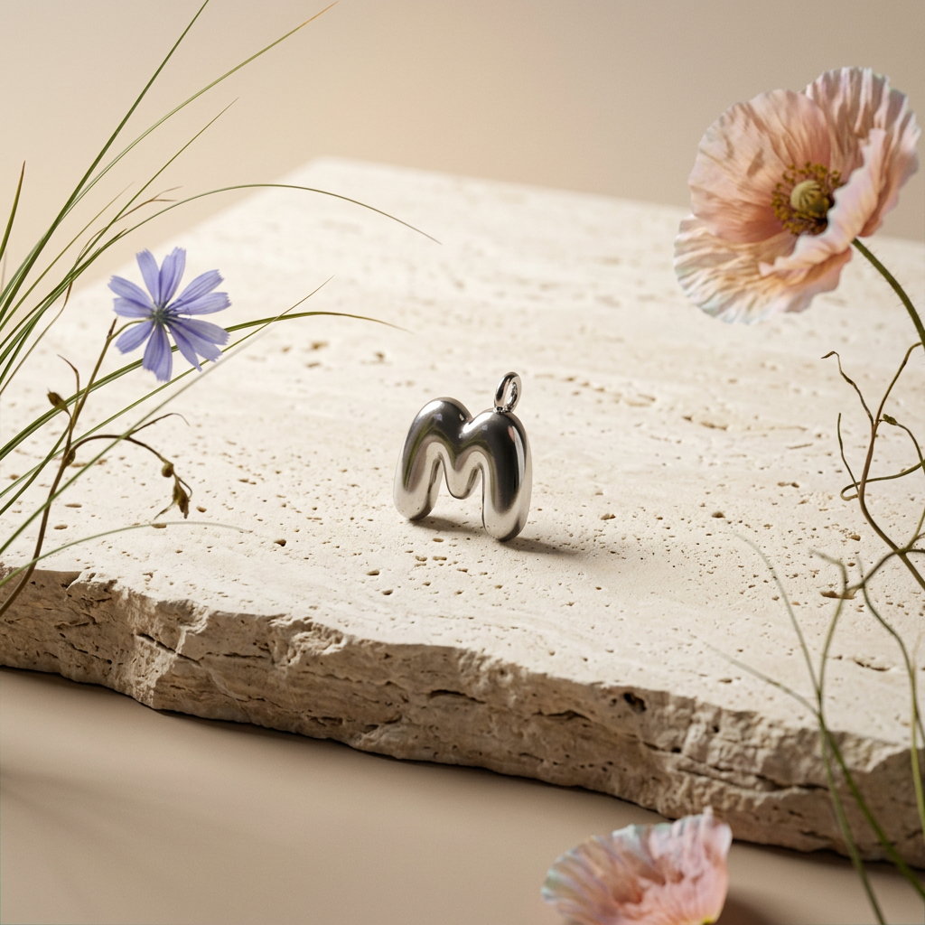 Heonia Silver "M" Letter Charm