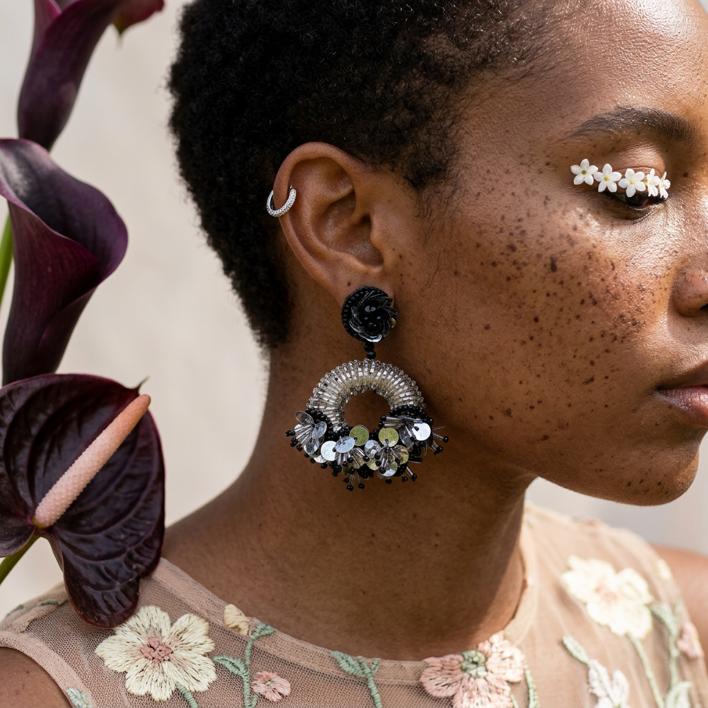 Zeolia Silver Halo Drop Earrings