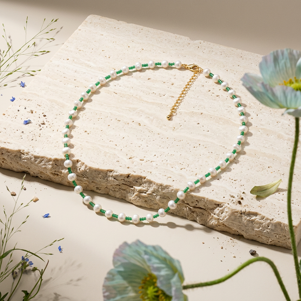 Vealina Golden Pearl Choker Necklace
