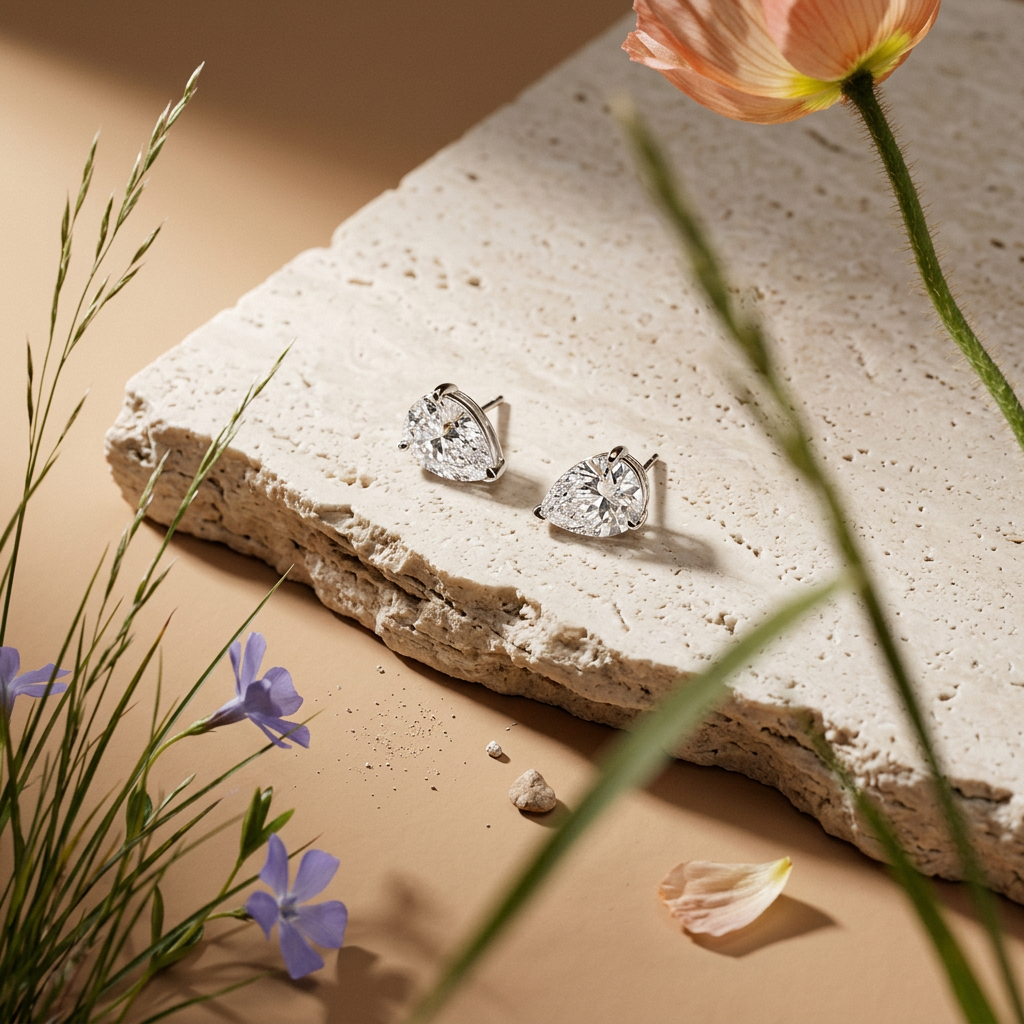 Tiolia Golden Drop Stud Earrings