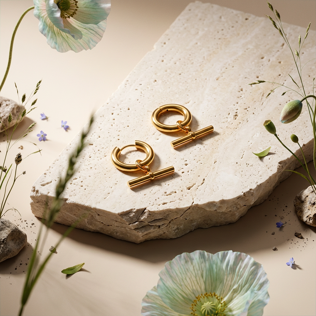 Miora Golden Bar Huggie Earrings
