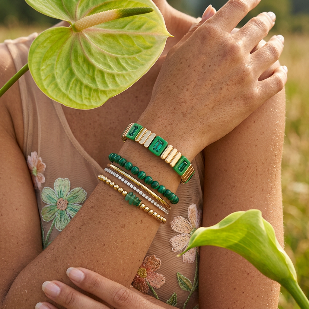 Tealia Golden Bar Strand Bracelet
