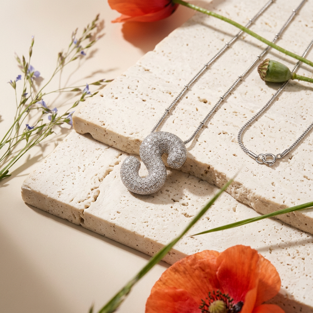Ziolia Silver "S" Letter Pendant Necklace