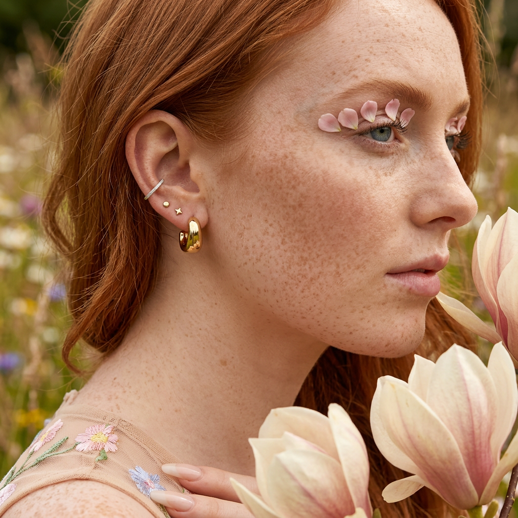 Zaelia Golden Crescent Huggie earrings