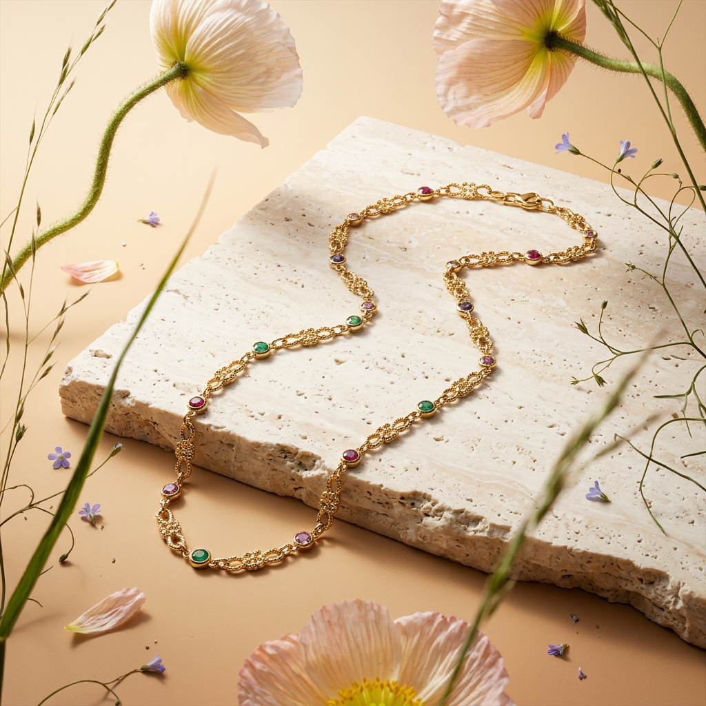 Zielia Golden Orb Chain Necklace