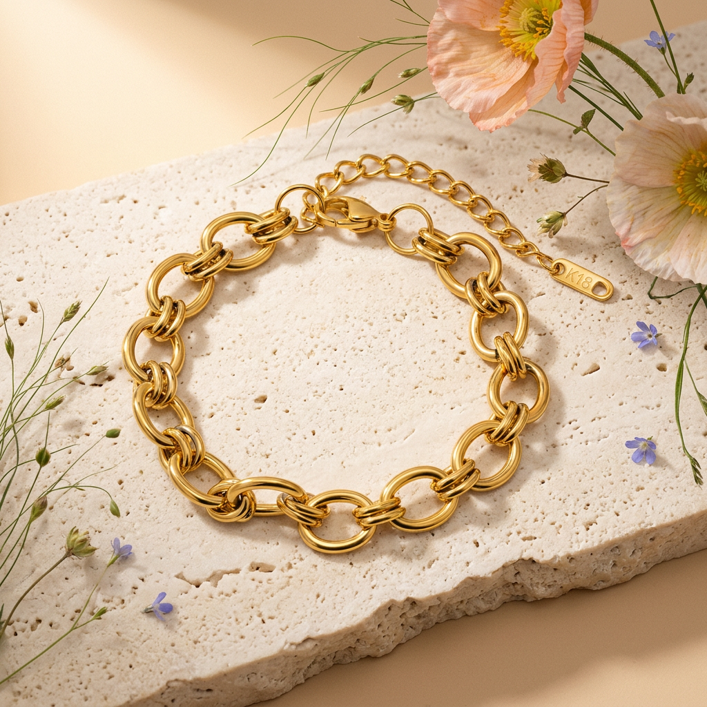 Raelia Golden Oval Link Chain Bracelet