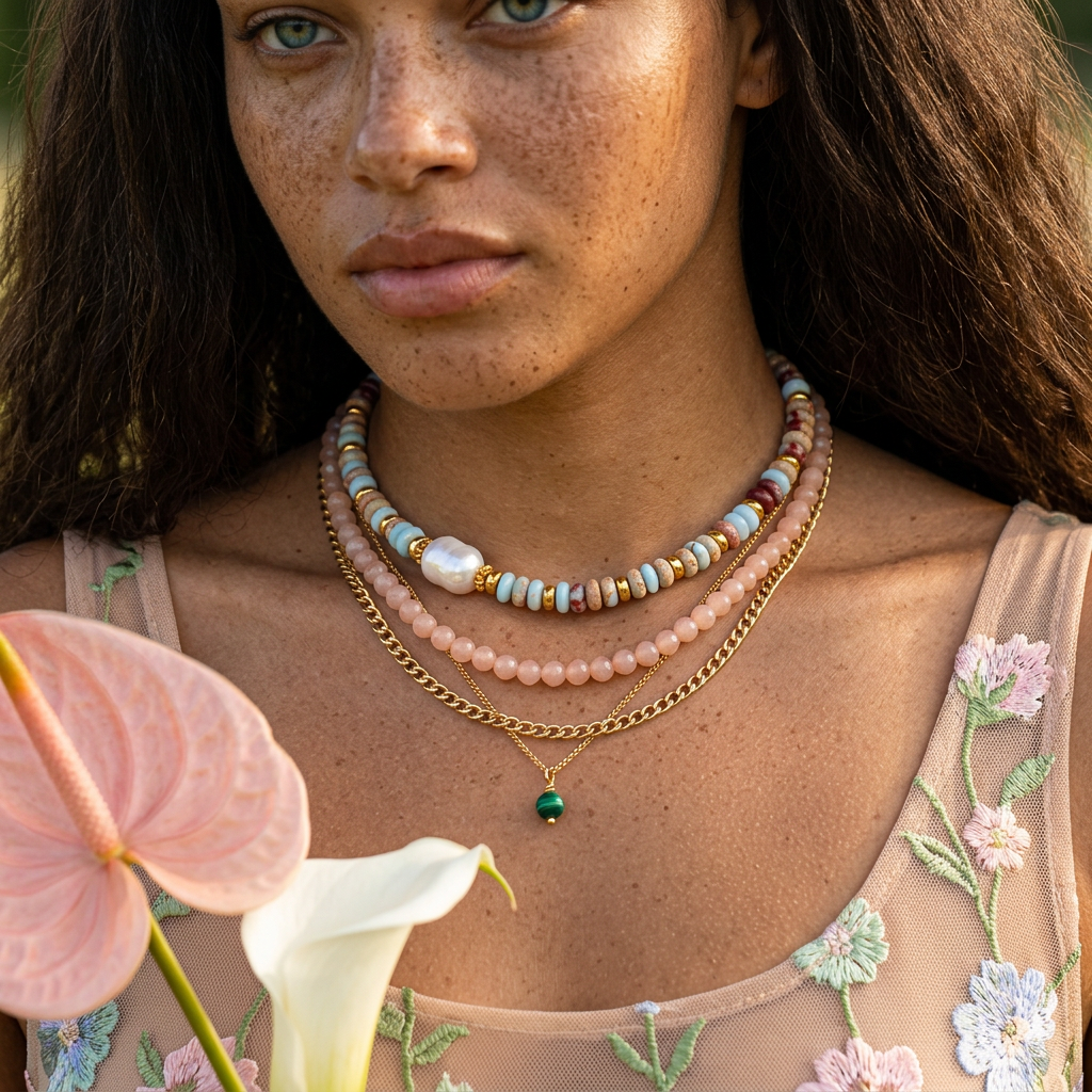 Jaelia Golden Pearl Strand Necklace