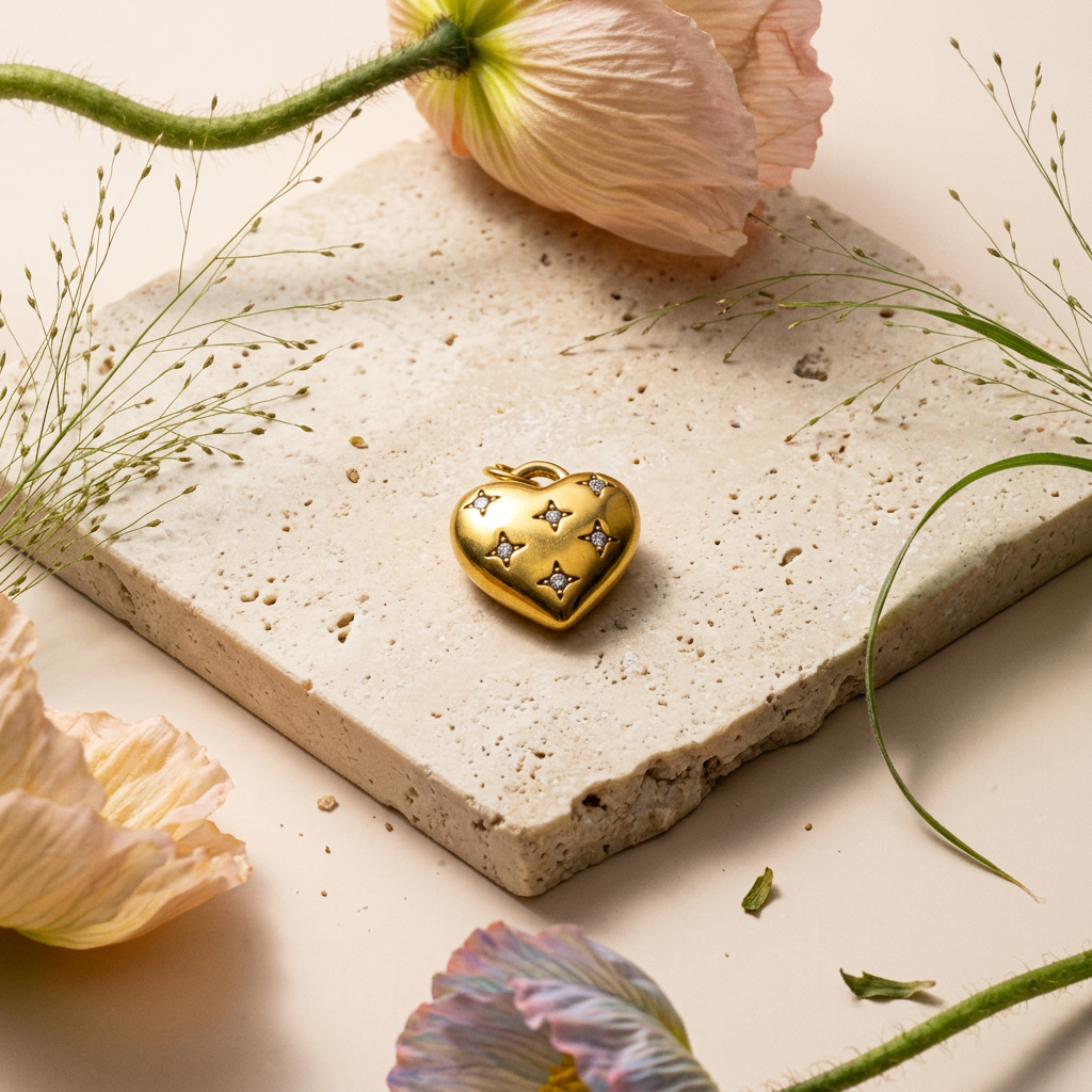 Liovia Yellow Gold Heart Pendant Charm