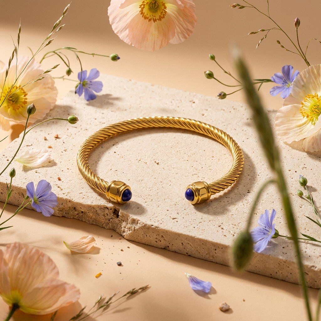Rialia Golden Orb Cuff Bracelet