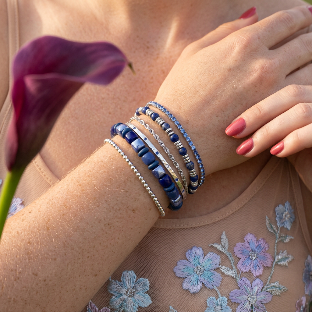 Meolia Sapphire Cube Strand Bracelet
