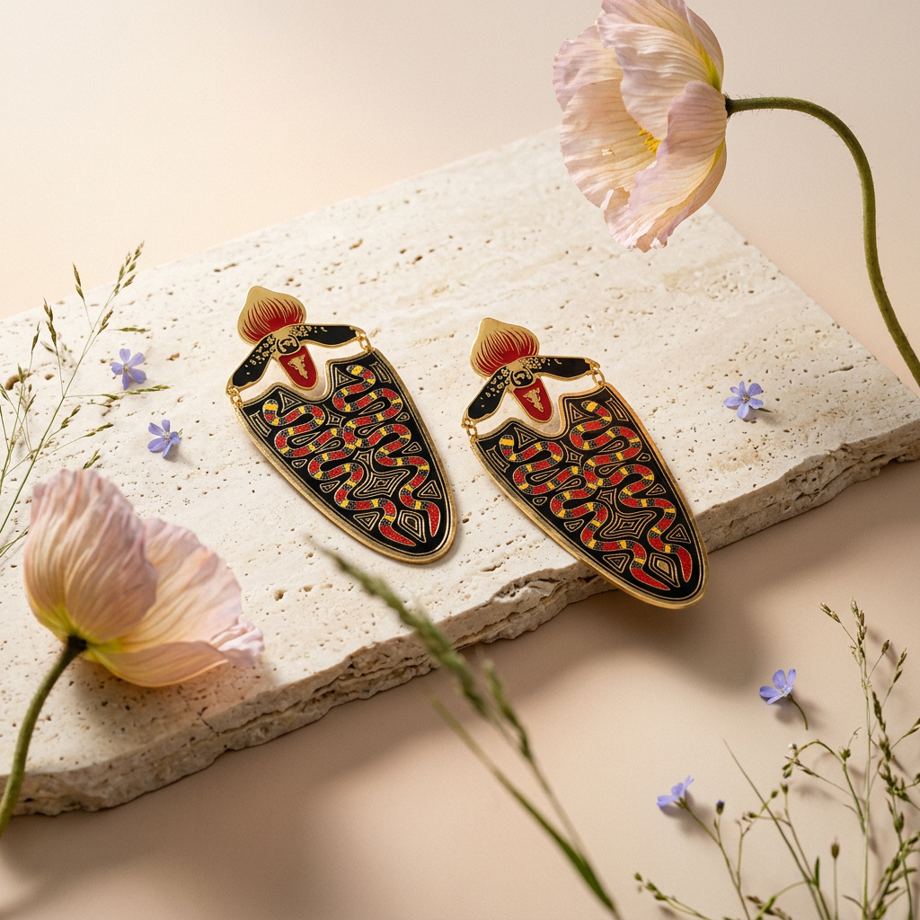 Gealina Golden Shield Drop Earrings