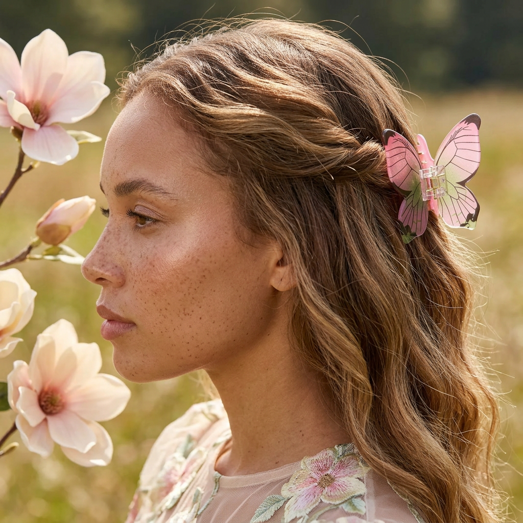 Zaelia Golden Butterfly Clip hair