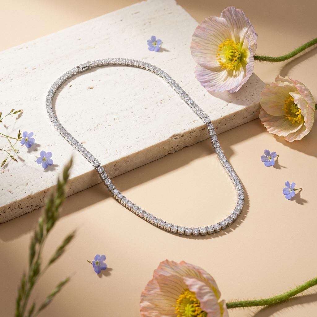 Maelia Silver Tennis Chain Necklace