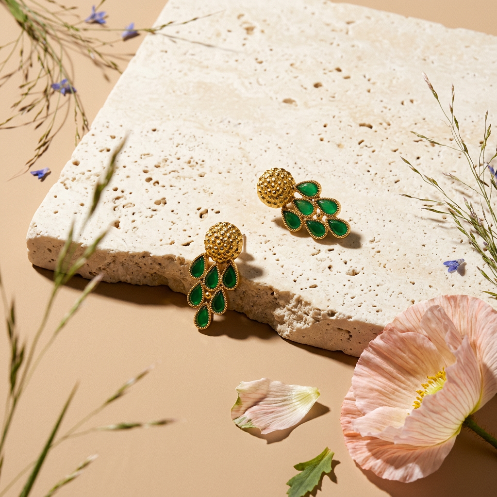Zeovia Golden Teardrop Drop Earrings