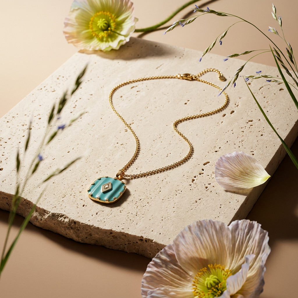 Gealia Golden Oval Pendant Necklace