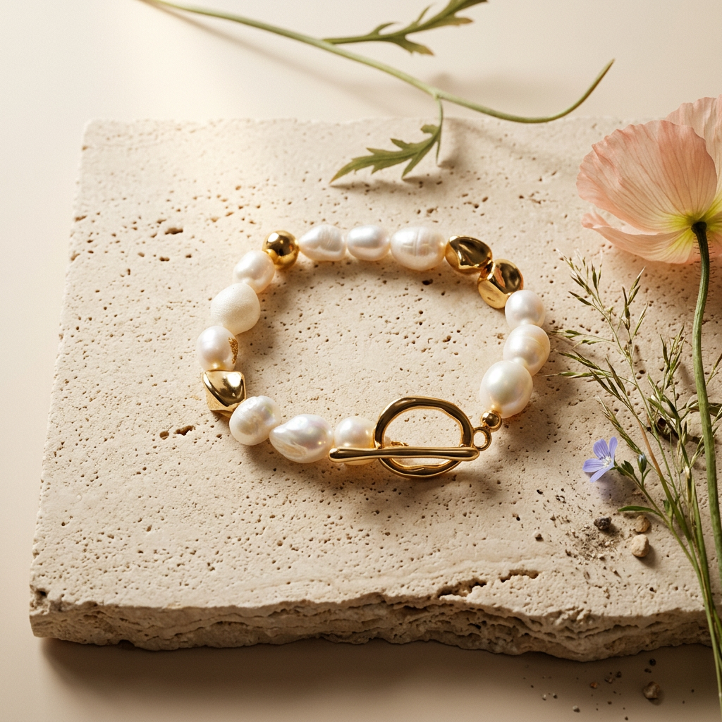 Maevia Golden Pearl Strand Bracelet