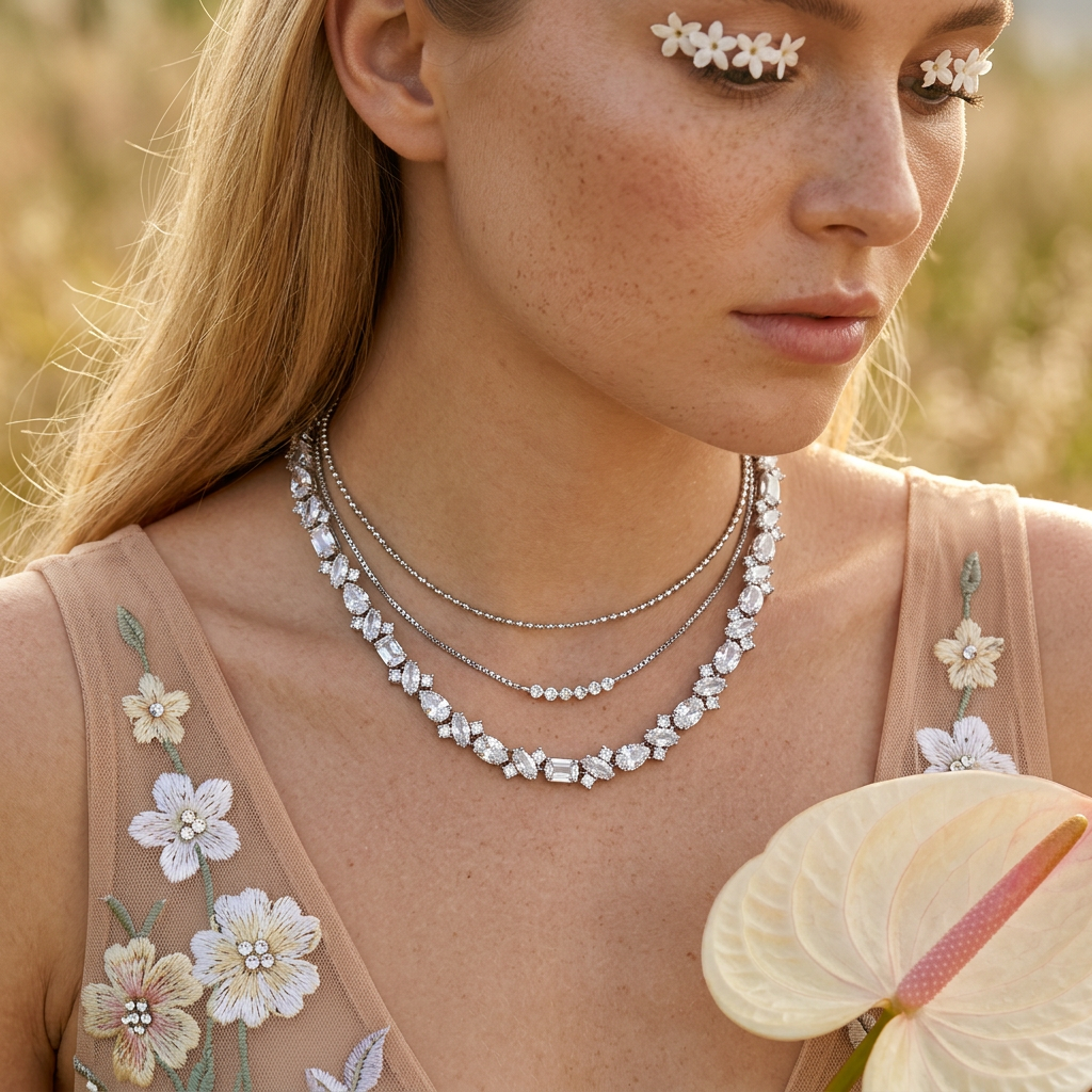 Thaelia Silver Cluster Chain Necklace