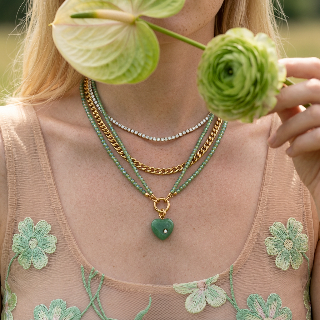 Ziovia Golden Heart Pendant Charm