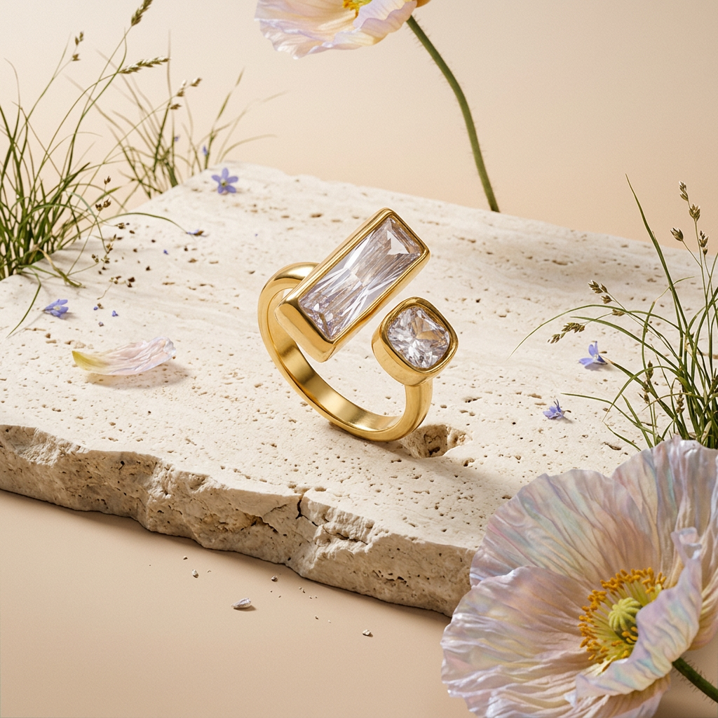 Nealia Golden Bar Open Ring