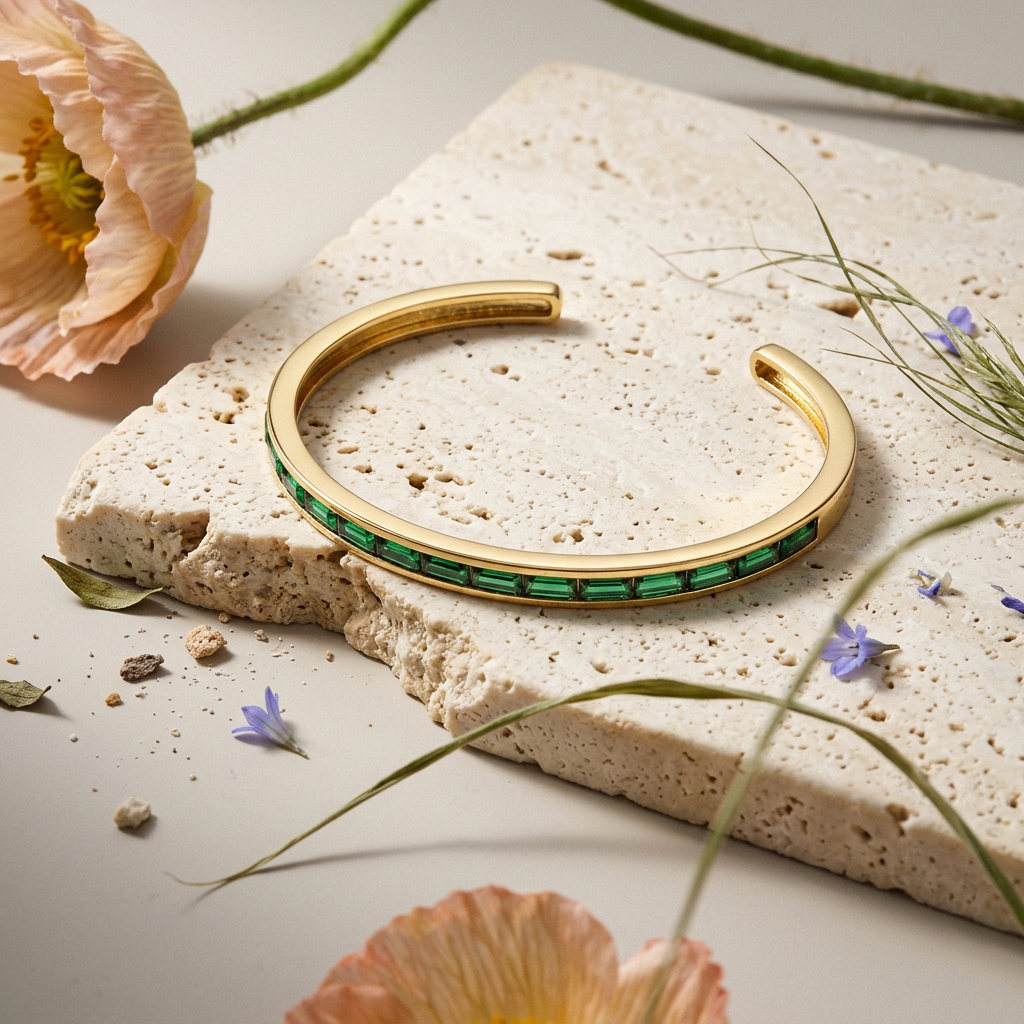 Zaelia Golden Bar Cuff Bracelet
