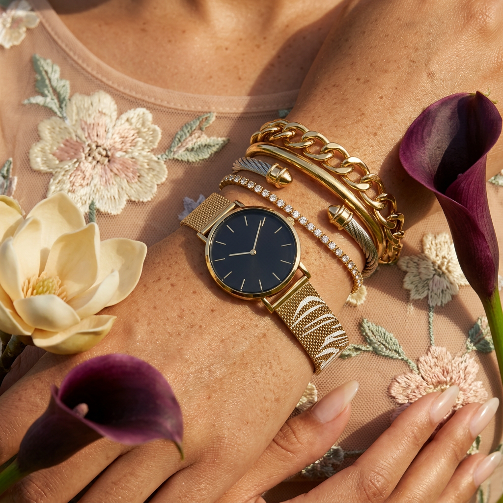 Leonia Golden Disc Classic Watch