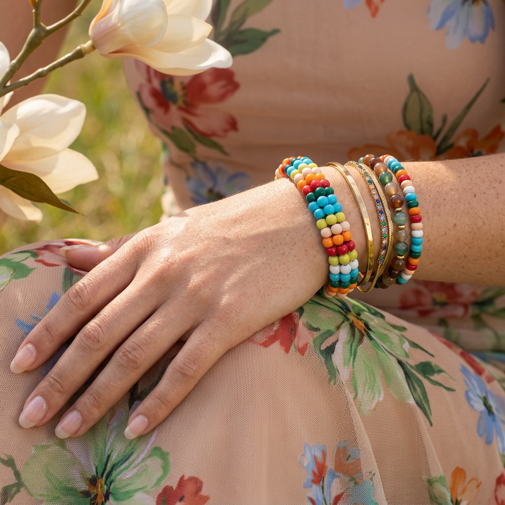 Naelia Acrylic Cluster Strand Bracelet
