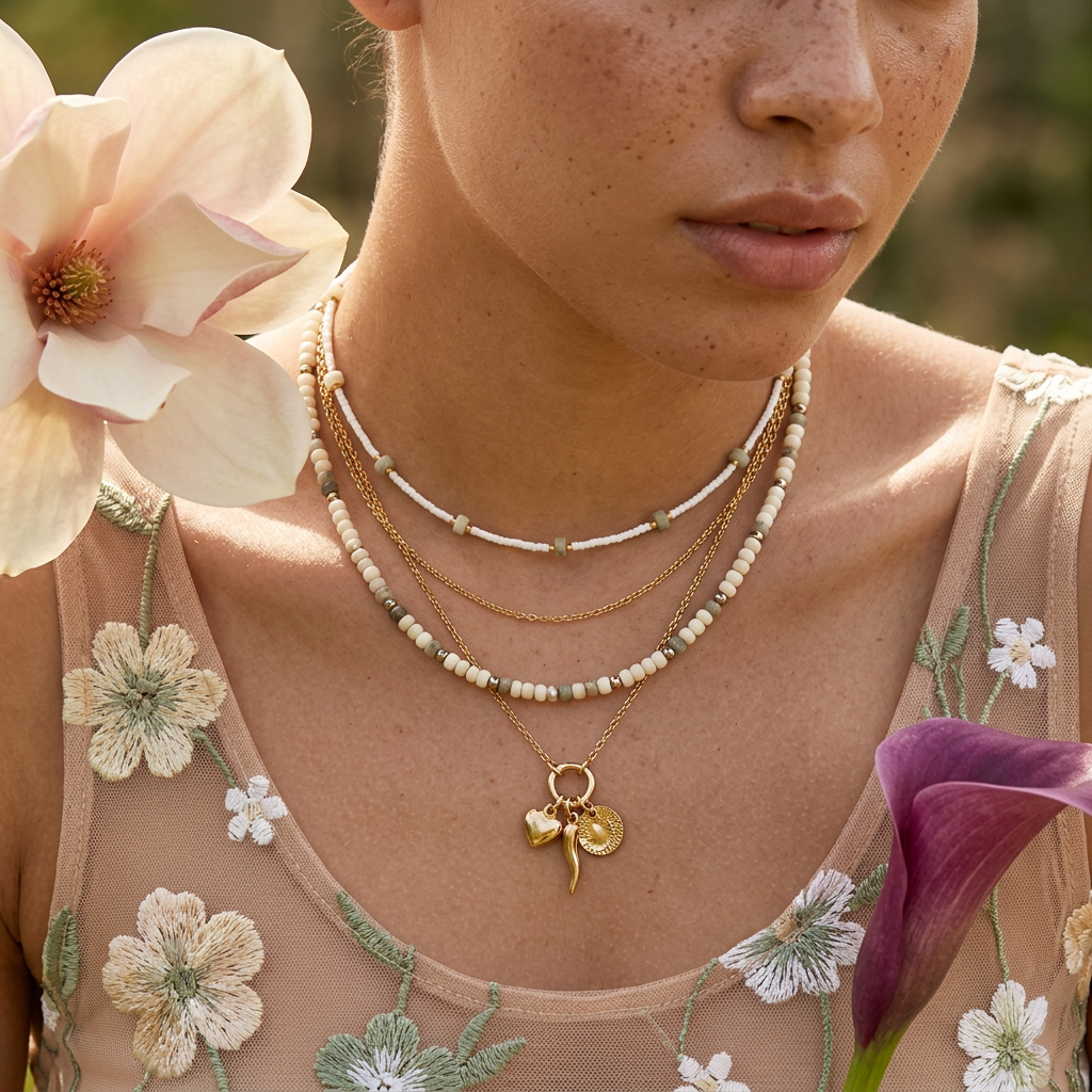 Saelina Golden Bead Choker Necklace