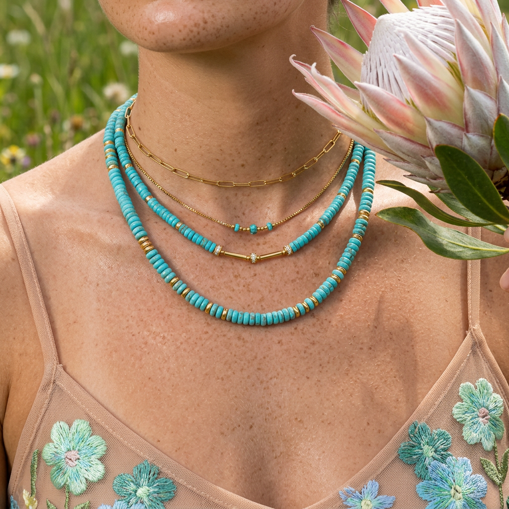 Maelia Golden Disc Bead Necklace