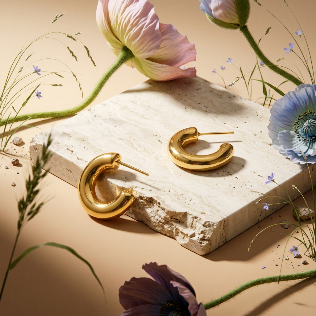 Raelina Golden Hoop Huggie Earrings