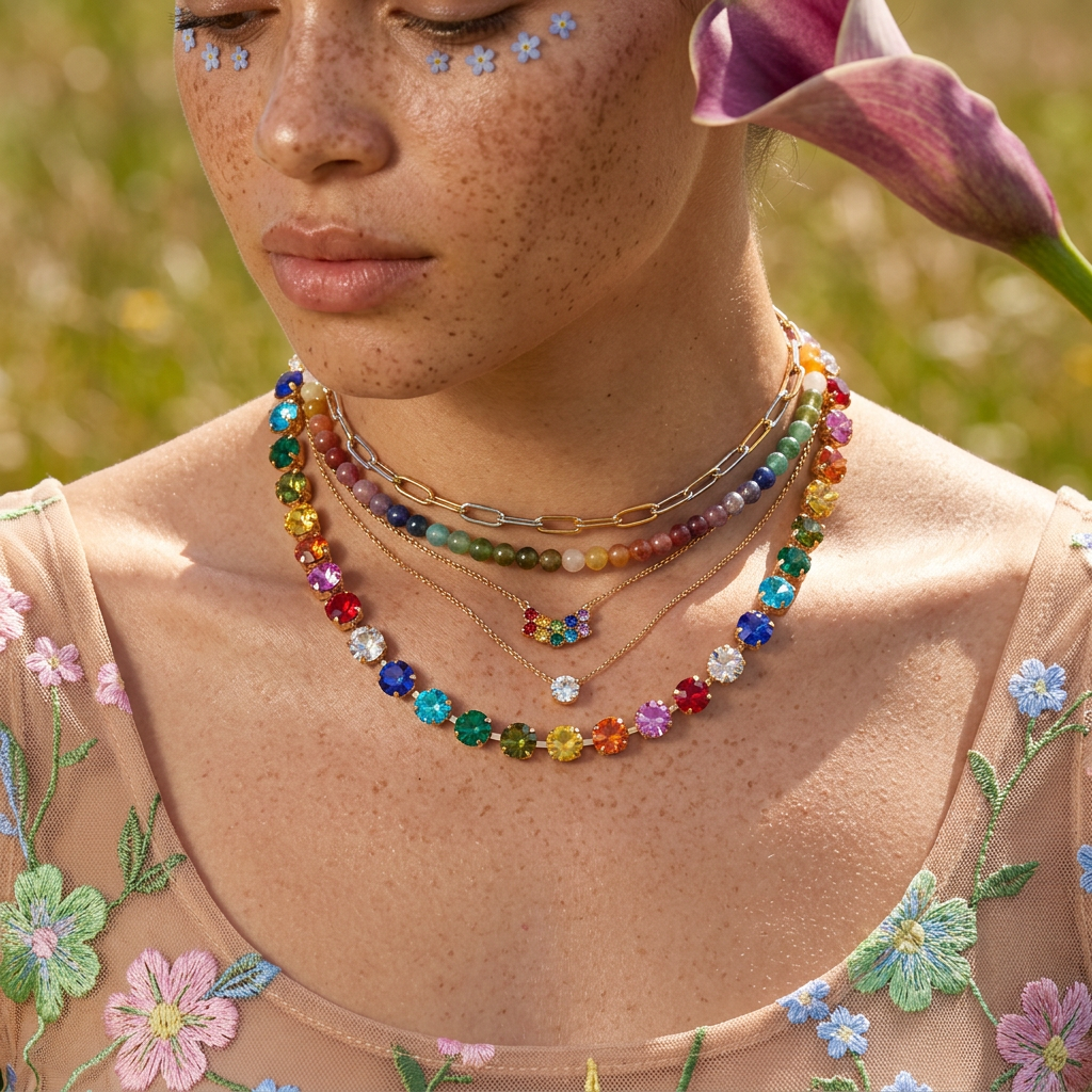 Zionia Golden Orb Tennis Necklace