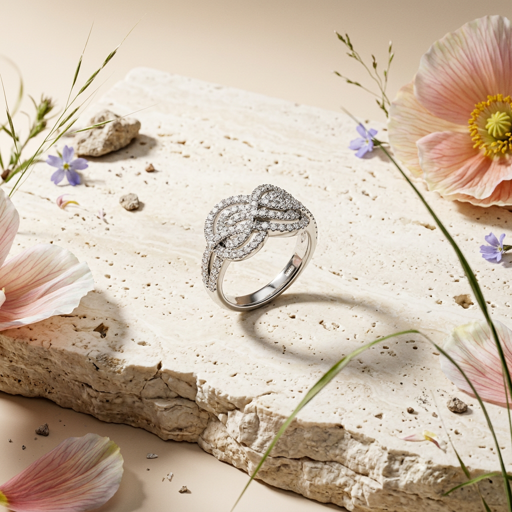 Maelira Silver Knot Pavé Band ring