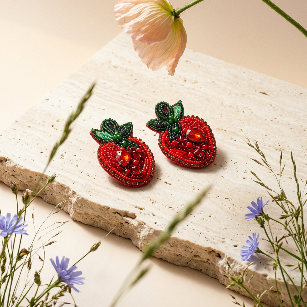 Ziomia Beaded Cluster Stud Earrings