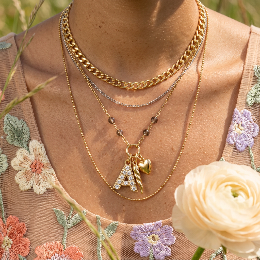 Vaelia Golden "A" Letter Pendant Charm
