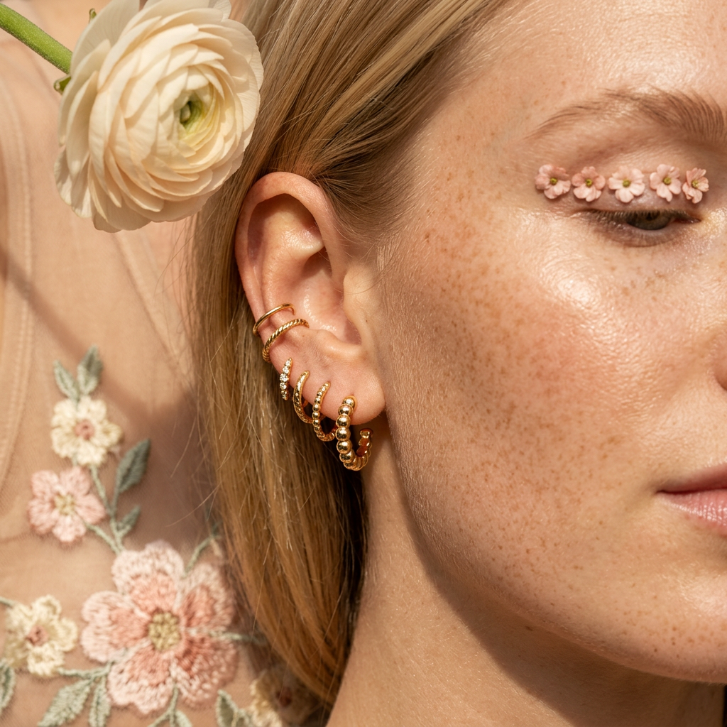 Liolea Golden Orb Huggie Earrings