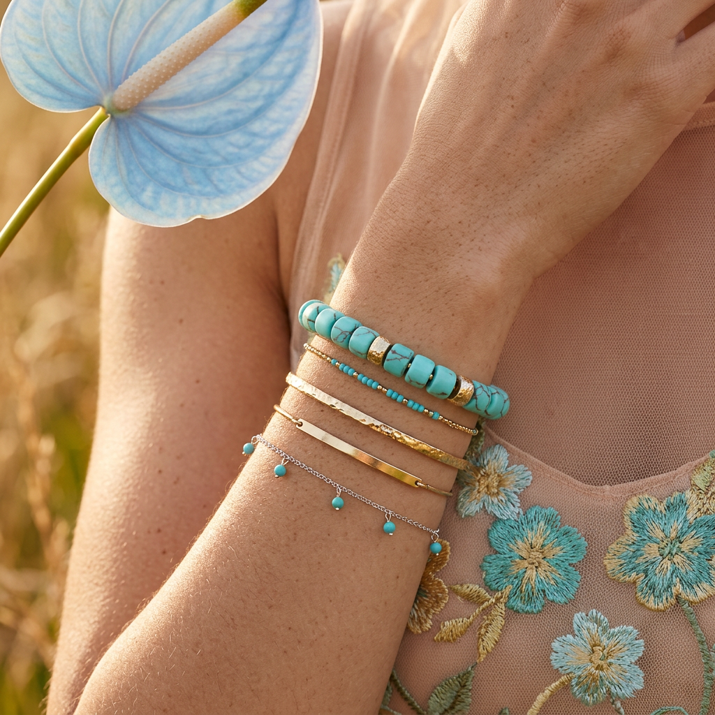 Zealia Golden Disc Bead Cuff Bracelet