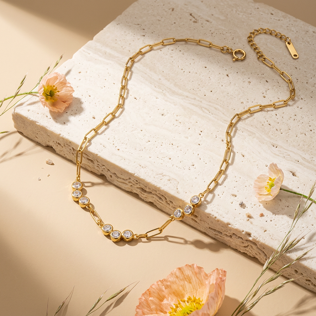 Saelia Golden Cluster Chain Necklace