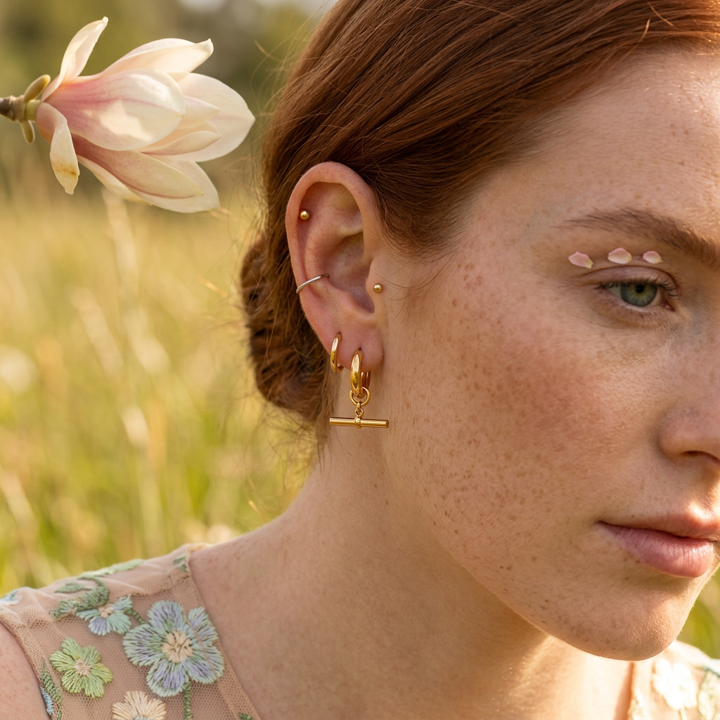 Miora Golden Bar Huggie Earrings