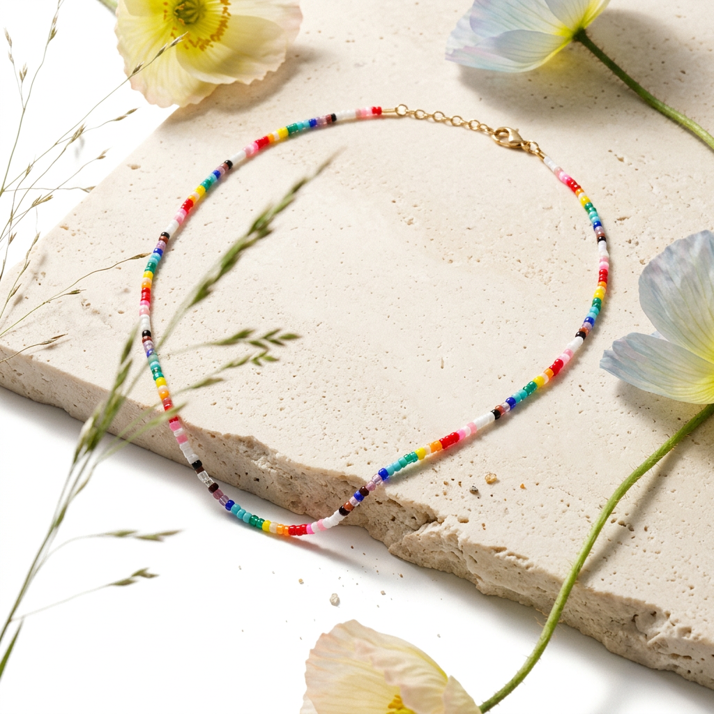 Thaelia Golden Bead Strand Necklace
