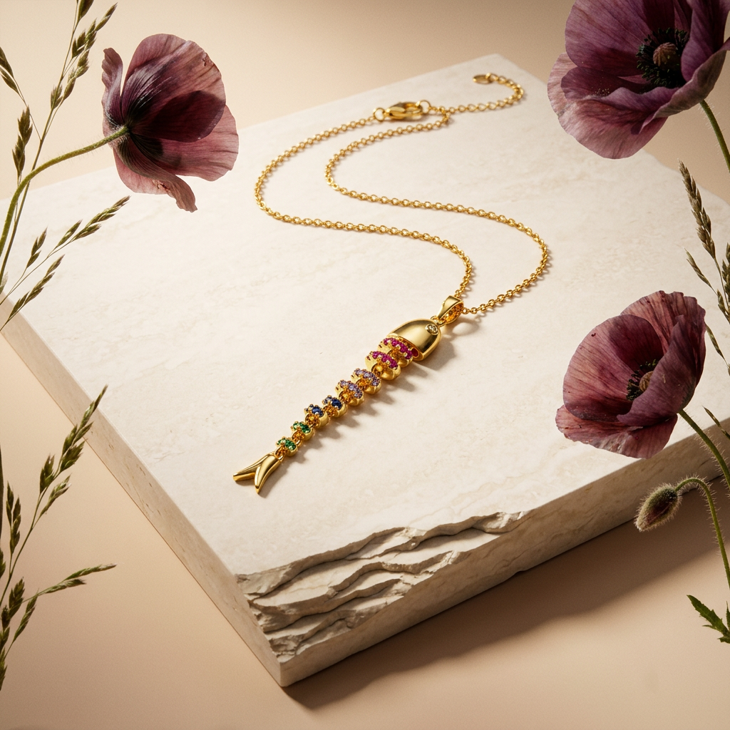 Zaephia Golden Drop Pendant Necklace
