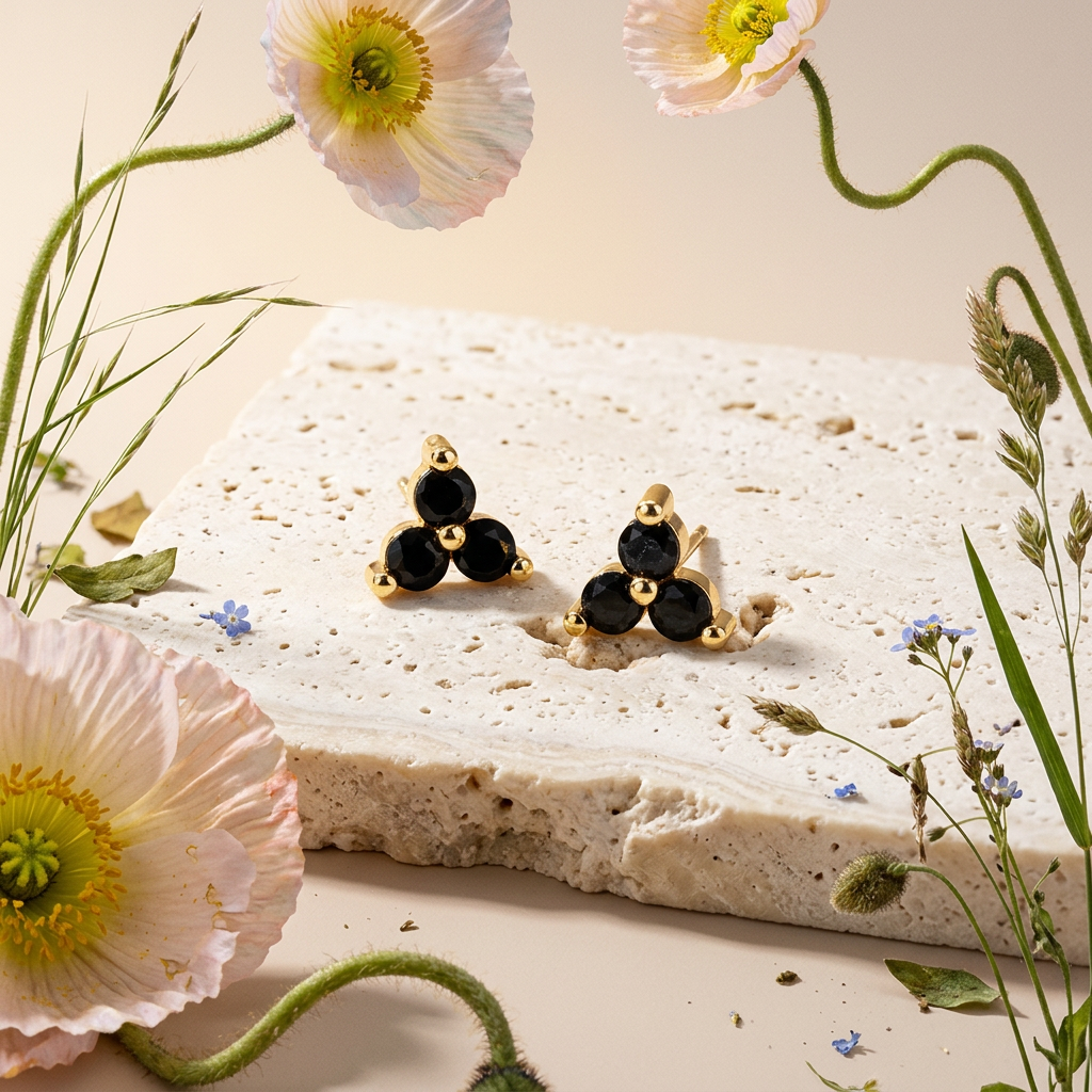 Mionia Golden Cluster Stud Earrings