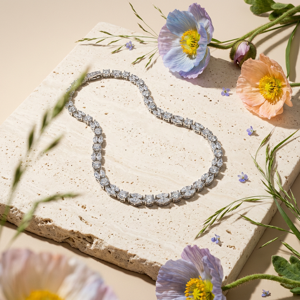 Vealia Silver Chain Tennis Necklace