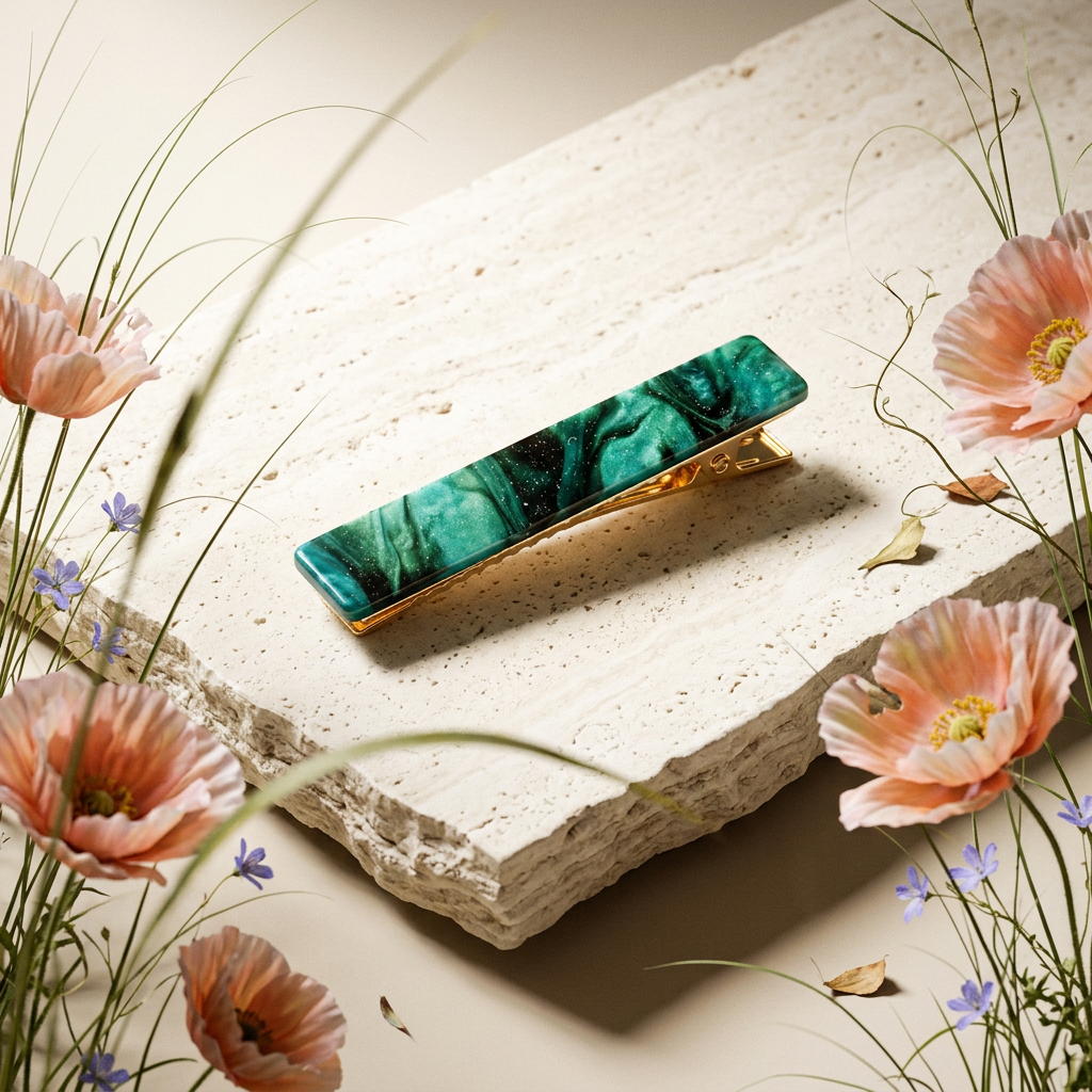 Zeolia Golden Bar Barrette hair