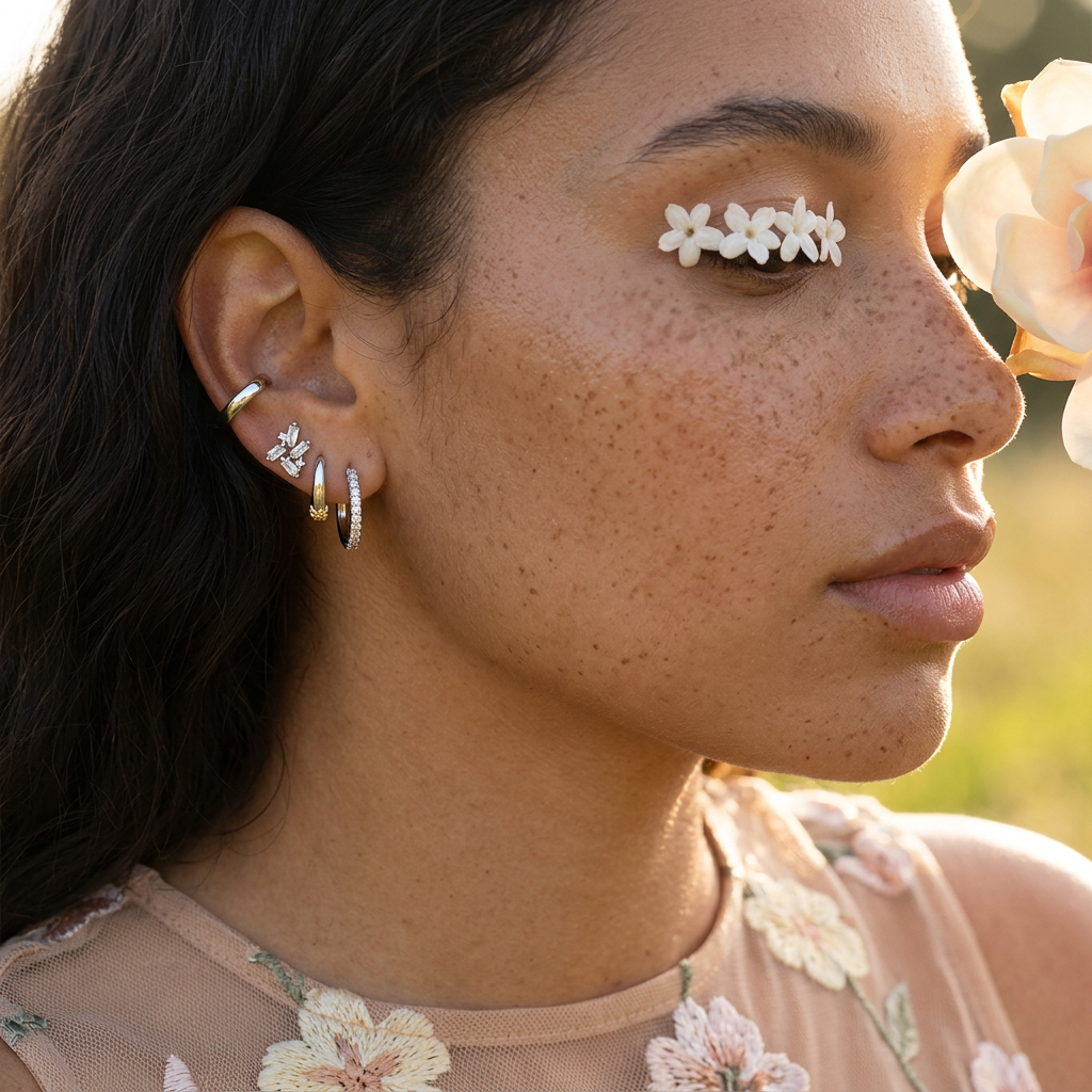 Vaelina Silver Cluster Stud Earrings