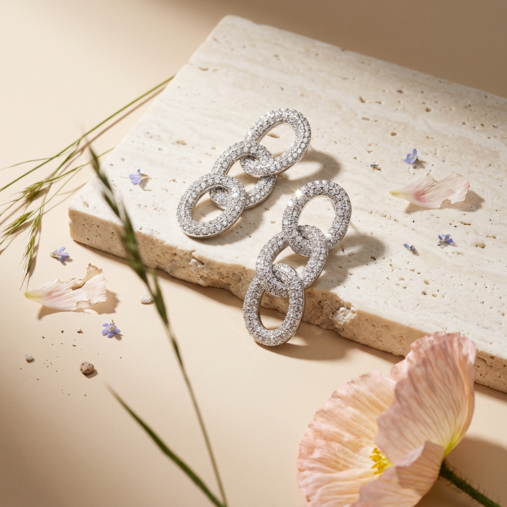 Maevia Silver Oval Drop Earrings