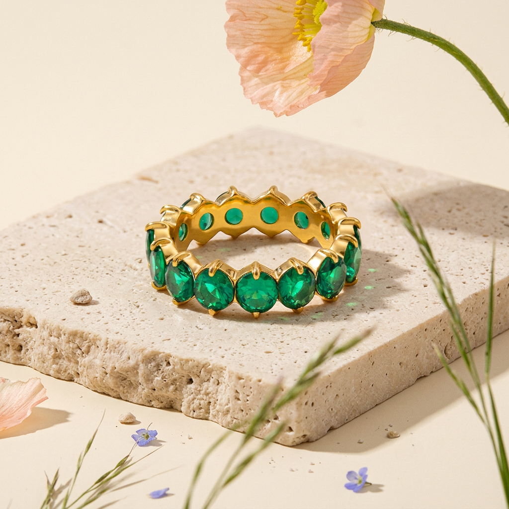Lionia Golden Orb Band Ring
