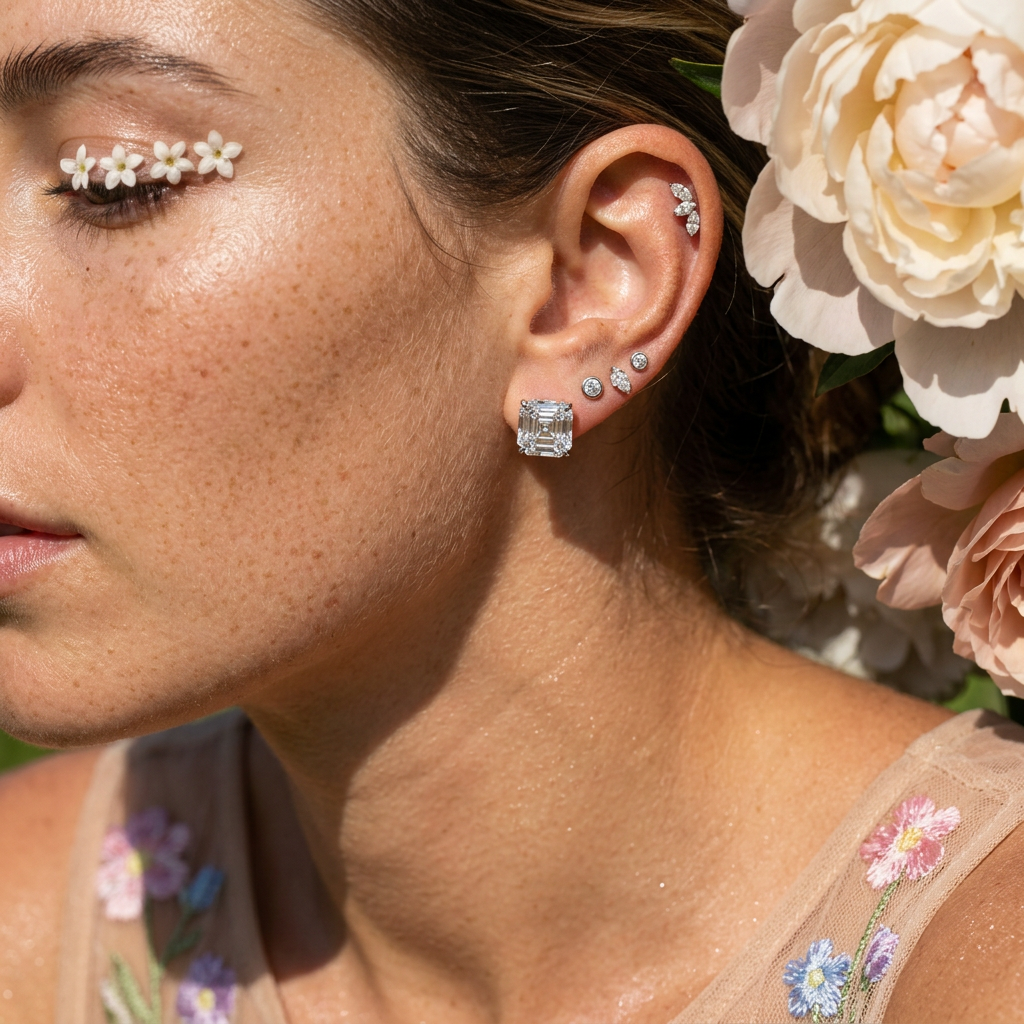 Zialia Silver Square Stud Earrings