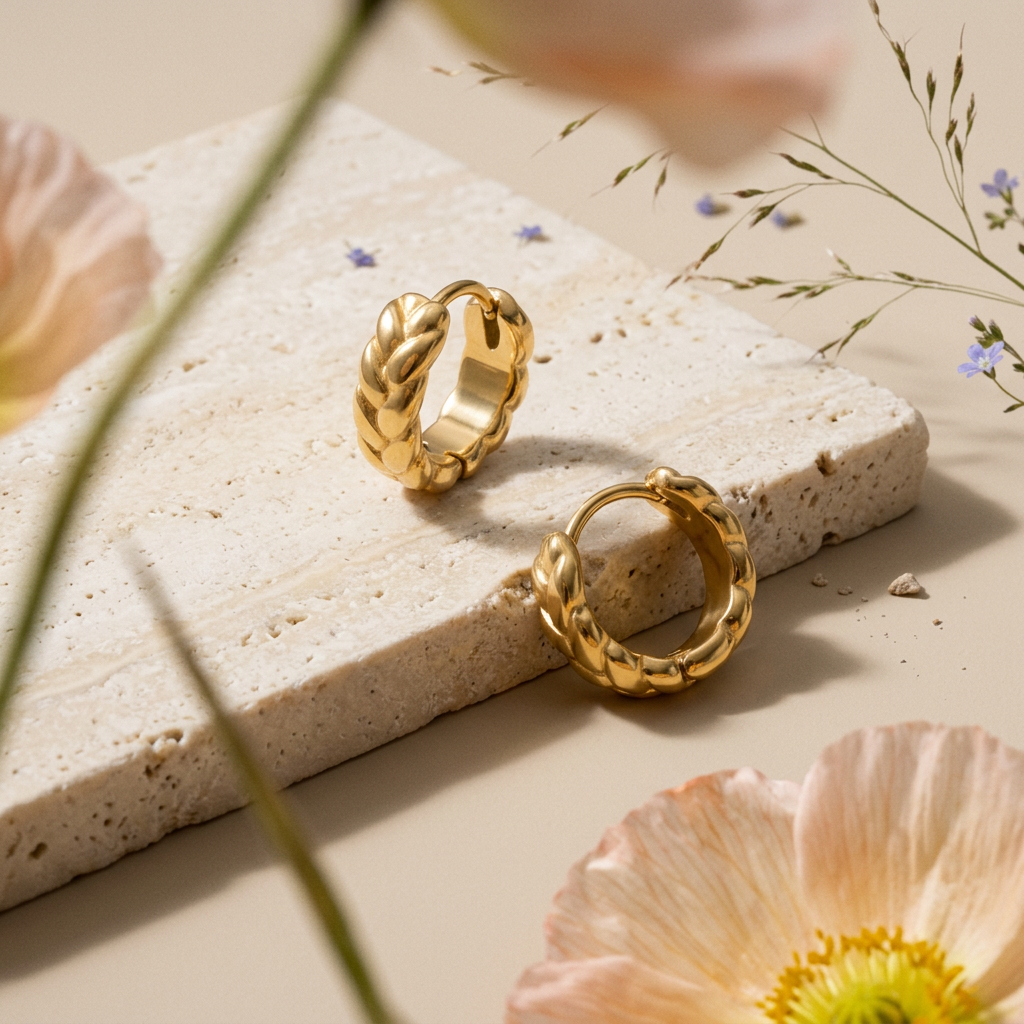 Vaerlia Golden Knot Huggie Earrings