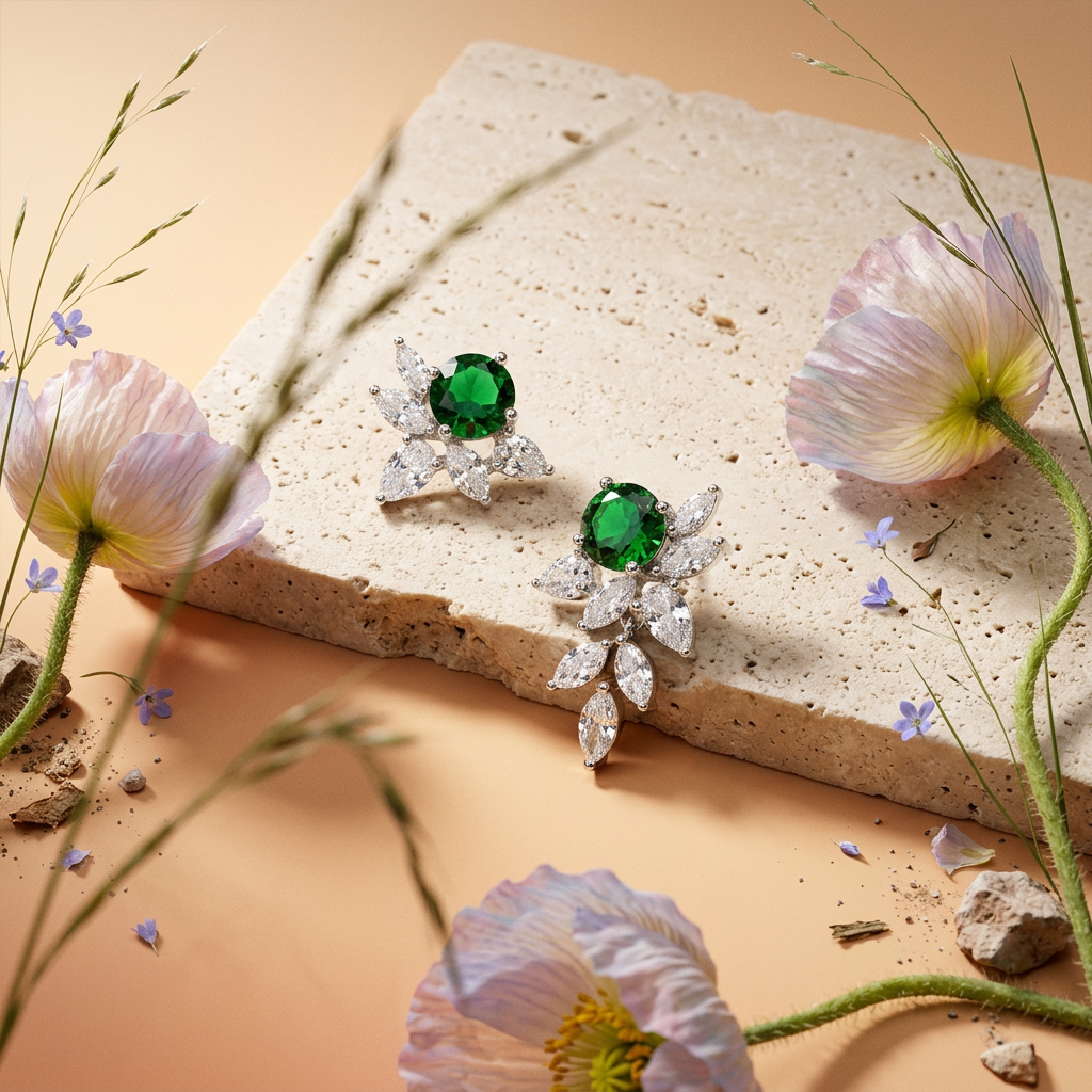 Liona Silver Flower Stud Earrings