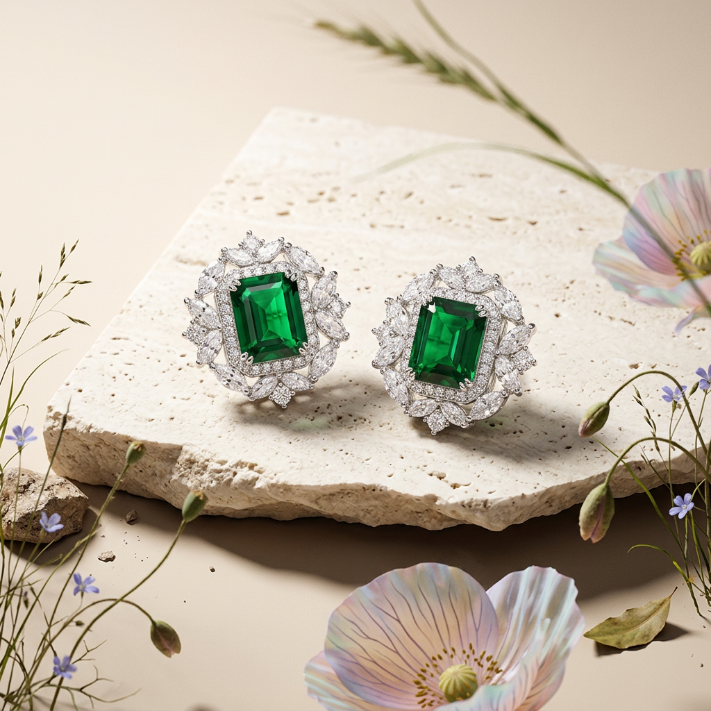 Vaelia Silver Halo Stud Earrings